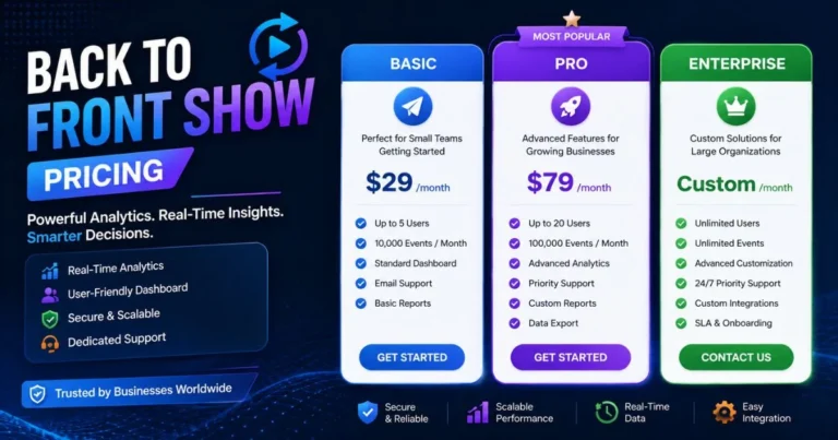 Back To Front Show Pricing